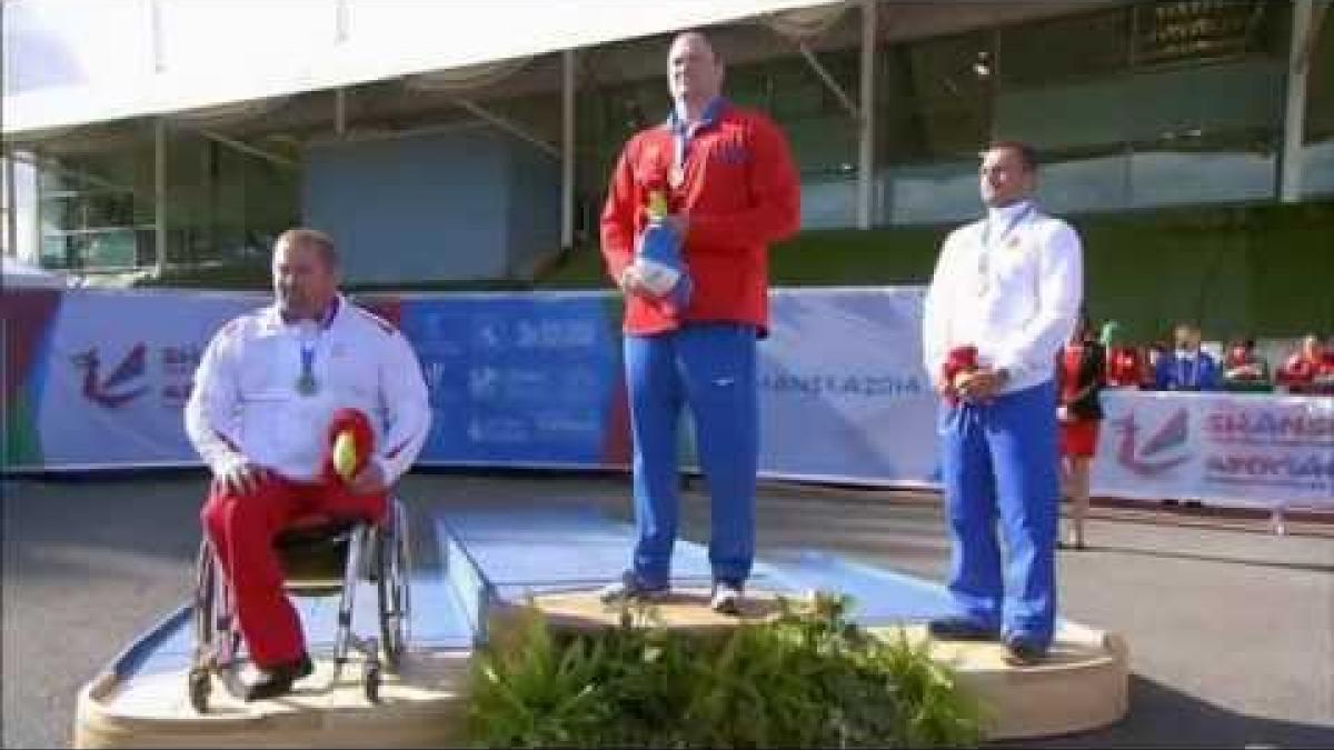 Men's discus F57 | Victory Ceremony | 2014 IPC Athletics European Championships Swansea