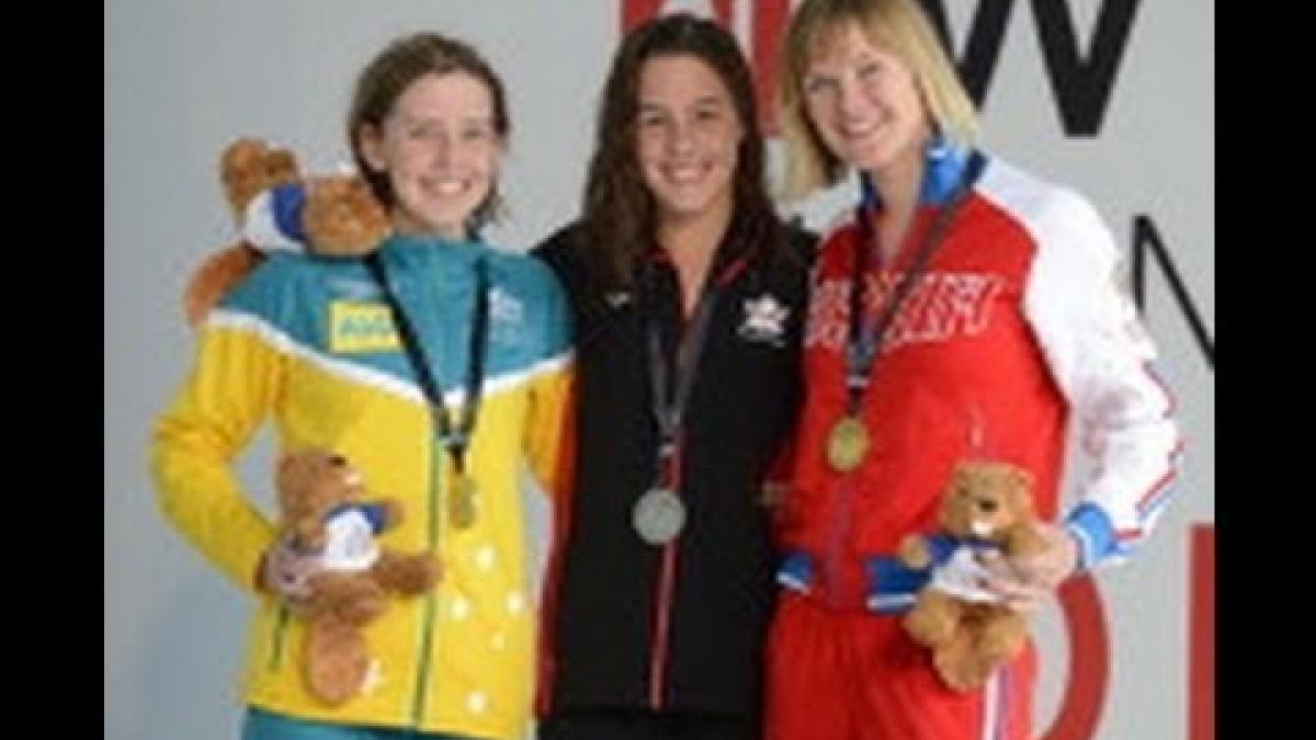 Swimming - women's 200m individual medley SM10 medal ceremony - 2013 IPC Swimming World Champs