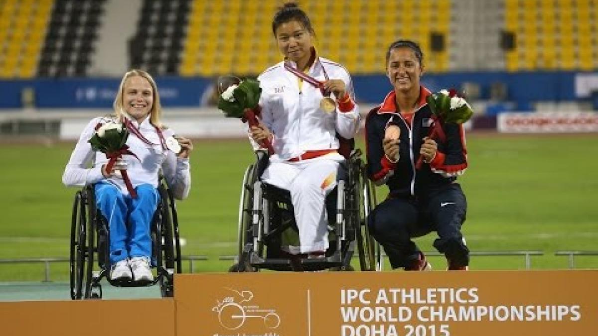 Women's 100m T54 | Victory Ceremony |  2015 IPC Athletics World Championships Doha