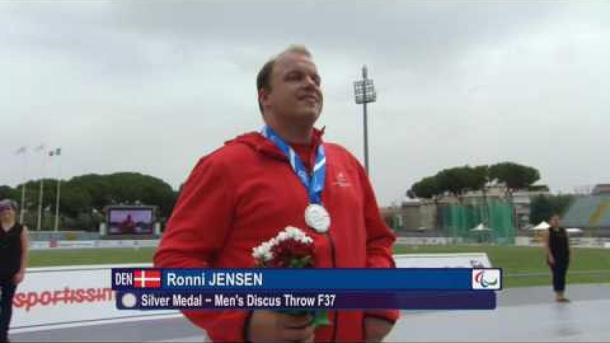 Men's discus throw F37 | Victory Ceremony | 2016 IPC Athletics European Championships Grosseto