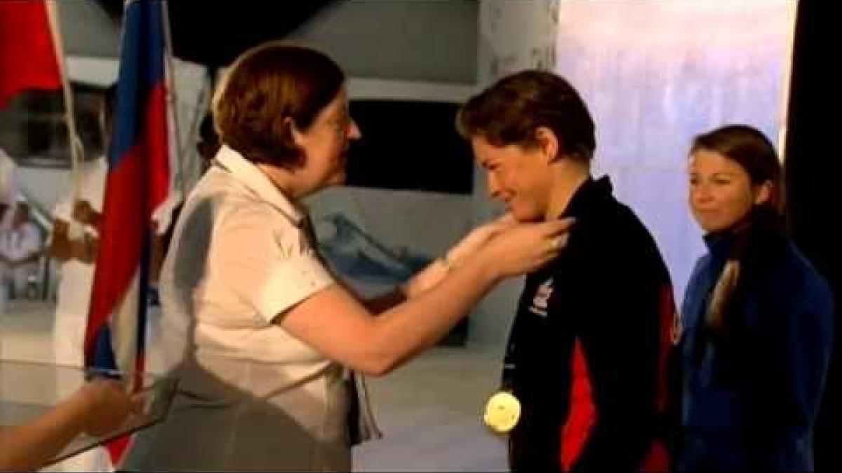 Swimming - women's 100m freestyle S13 medal ceremony- 2013 IPC Swimming World Championships Montreal