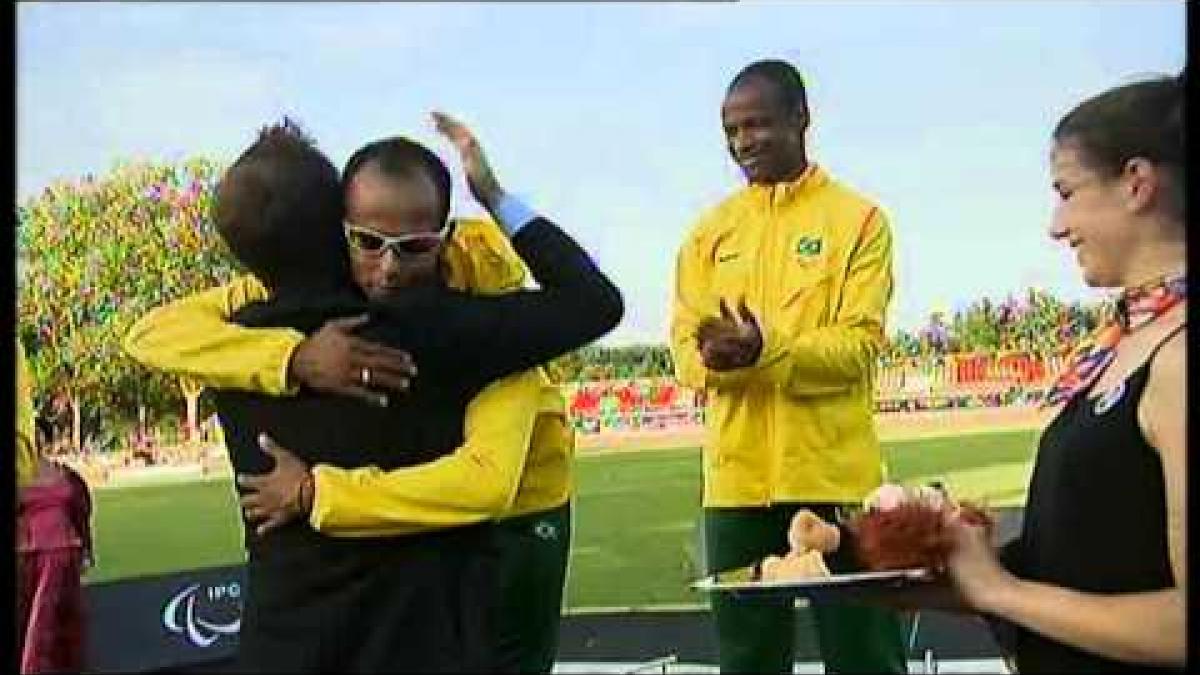 Athletics -  men's 100m T11 Medal Ceremony  - 2013 IPC Athletics World Championships, Lyon