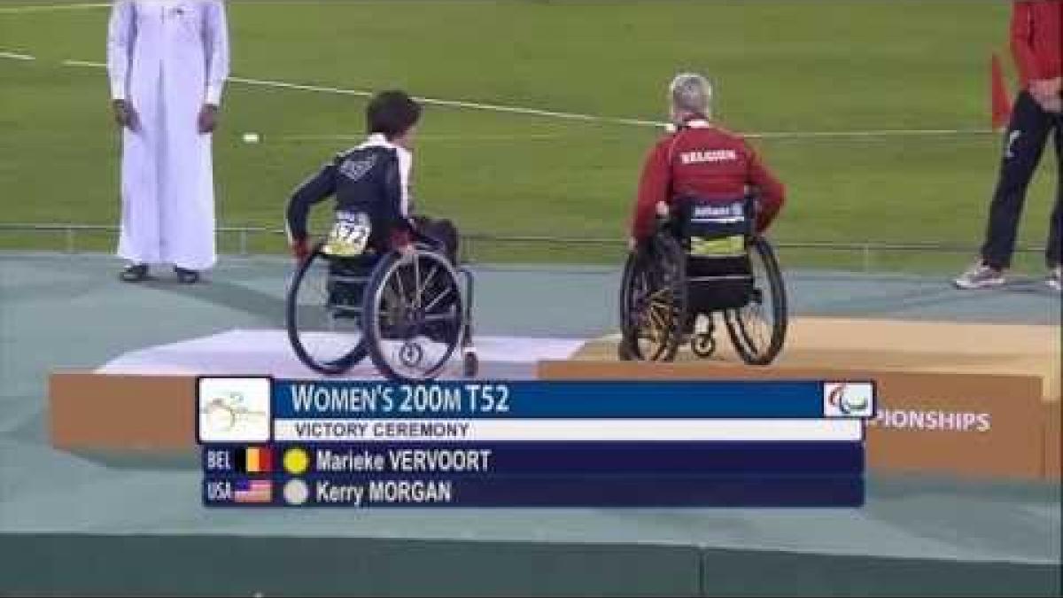 Women's 200m T52 | Victory Ceremony |  2015 IPC Athletics World Championships Doha