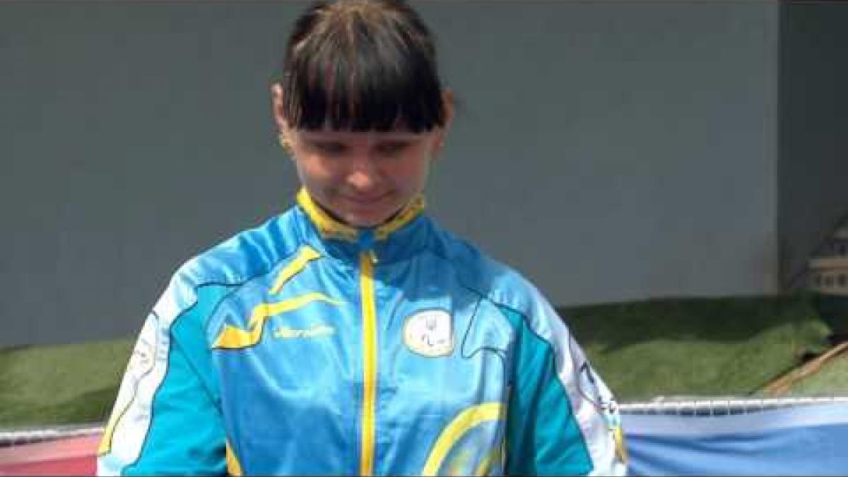 Women's discus F38 | Victory Ceremony | 2014 IPC Athletics European Championships Swansea