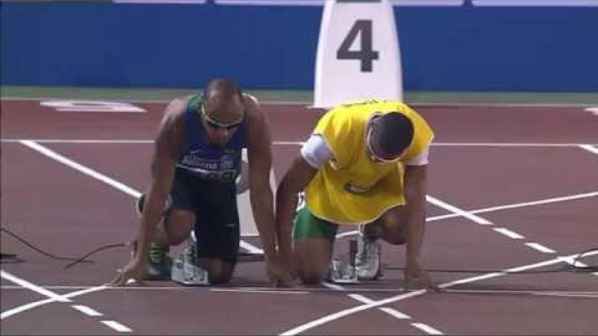 Men's 100m T11 | Seminfinal 1 |  2015 IPC Athletics World Championships Doha
