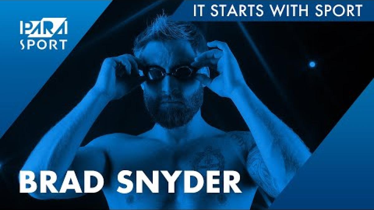 Thumbnail of a video shows Brad Snyder putting on swimming goggles.