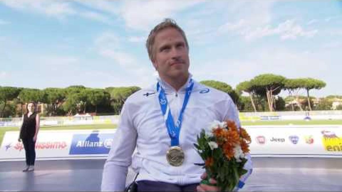 Men's 100 m T54 | Victory Ceremony | 2016 IPC Athletics European Championships Grosseto