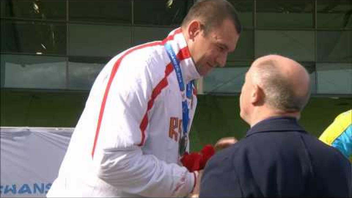 Men's shot put F12 | Victory Ceremony | 2014 IPC Athletics European Championships Swansea