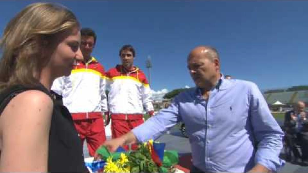 Men's long jump T11 | Victory Ceremony | 2016 IPC Athletics European Championships Grosseto