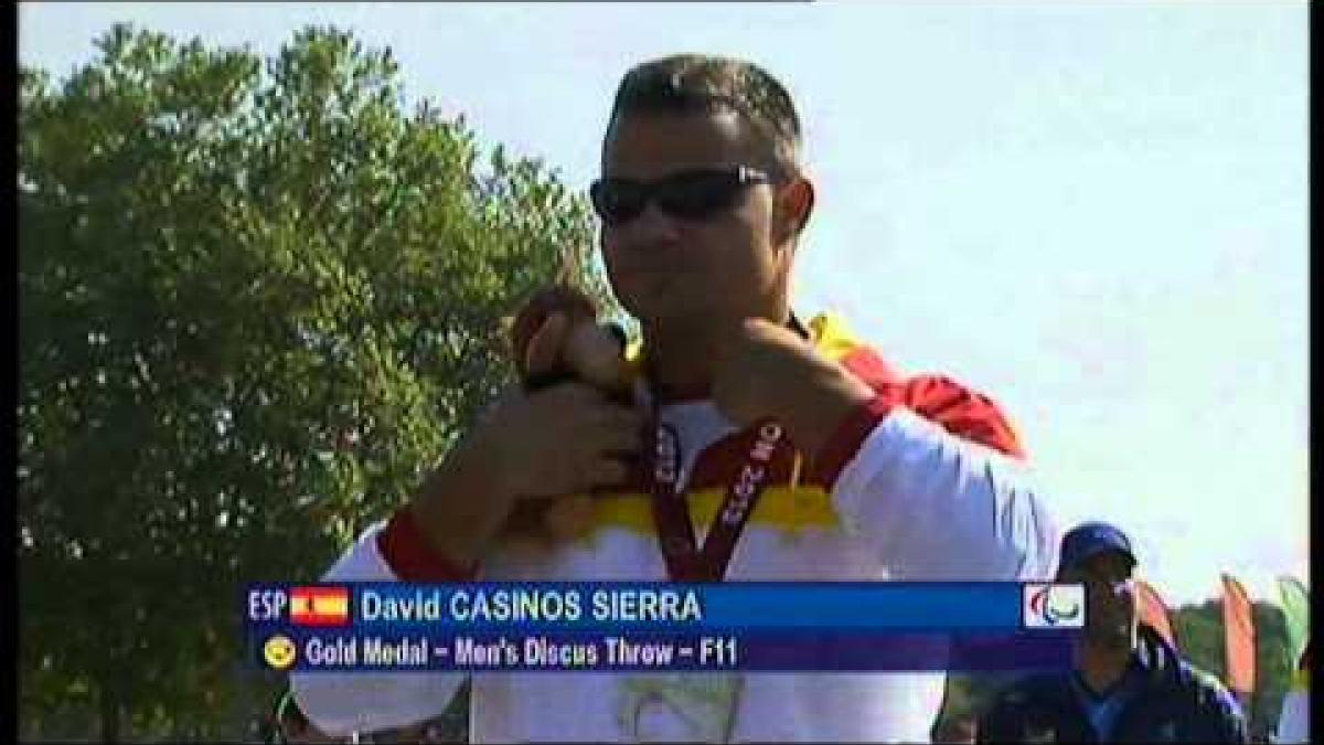 Athletics - men's discus throw F11 Medal Ceremony - 2013 IPC Athletics World Championships, Lyon