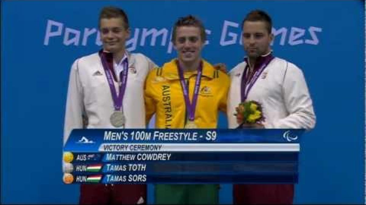 Swimming - Men's 100m Freestyle - S9 Victory Ceremony - London 2012 Paralympic Games