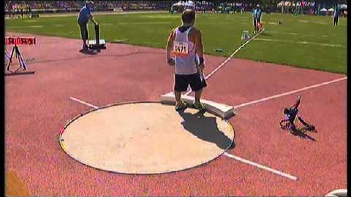 Athletics - Kyron Duke - men's shot put F41 final - 2013 IPC Athletics World Championships, Lyon