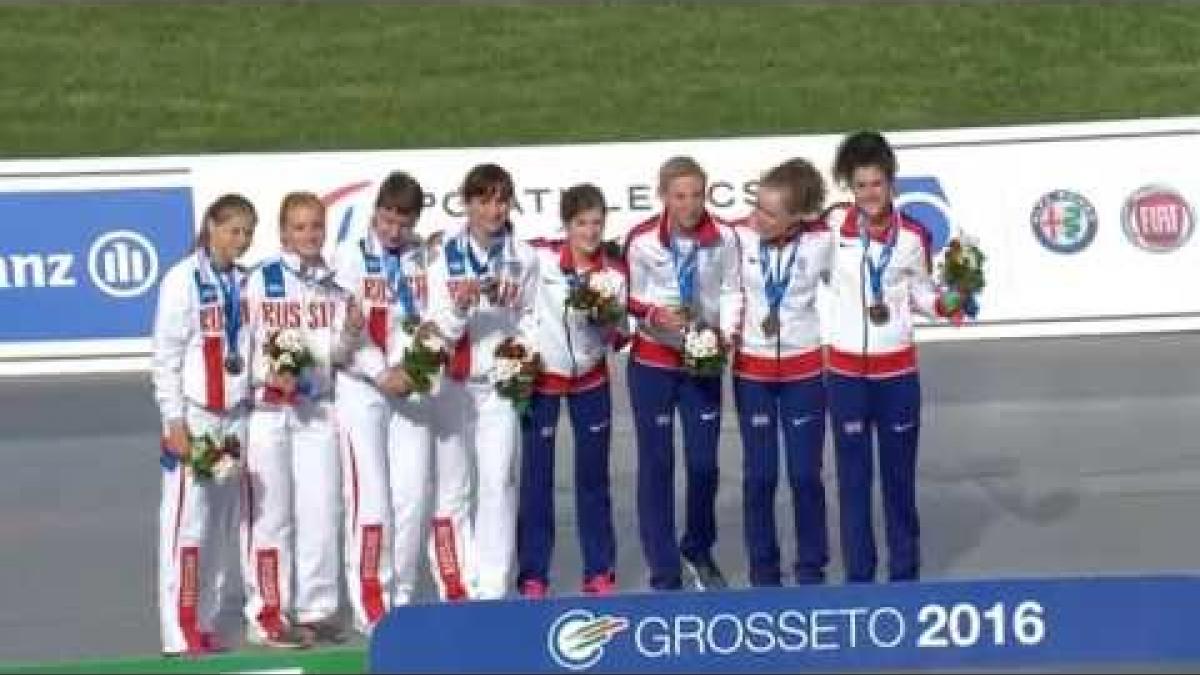 Women's 4x100 m T35-38 | Victory Ceremony | 2016 IPC Athletics European Championships Grosseto