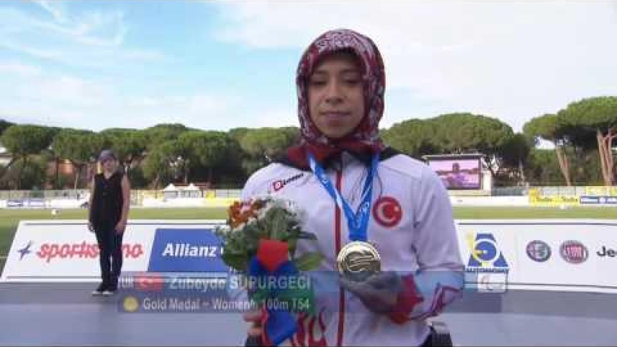 Women's 100 m T54 | Victory Ceremony | 2016 IPC Athletics European Championships Grosseto