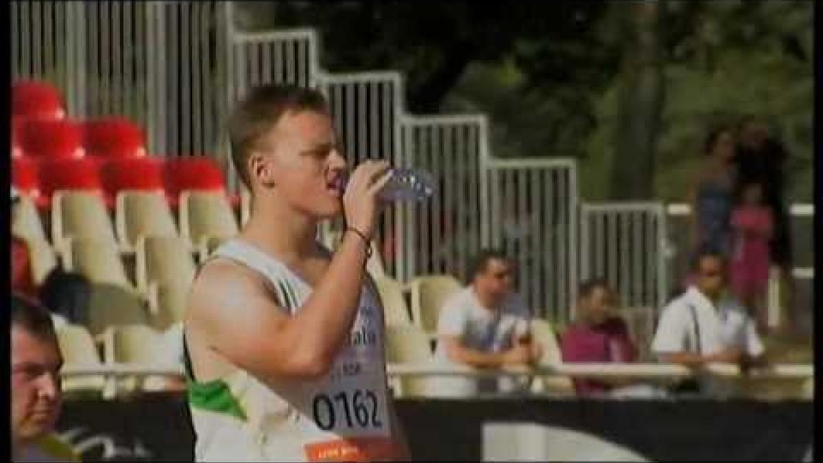 Athletics - Jayden Sawyer - men's shot put F38 final - 2013 IPC Athletics World C...