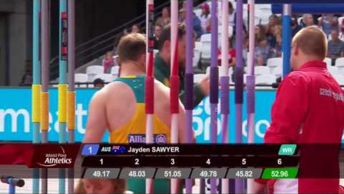 Jayden Sawyer | Gold Men’s Javelin F38 | Final | London 2017 World Para Athletics Championships