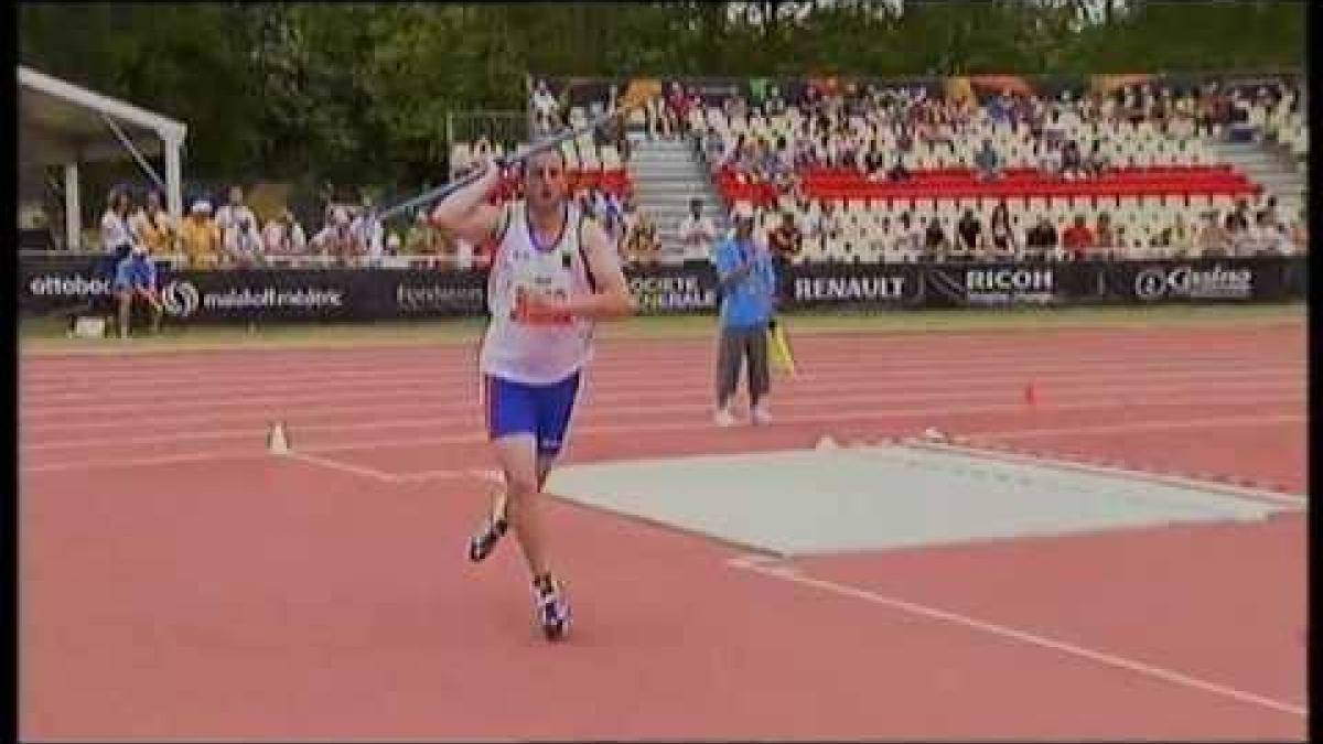 Athletics - Duzan Grezl - men's javelin throw F37/38 final - 2013 IPC Athletics World C...