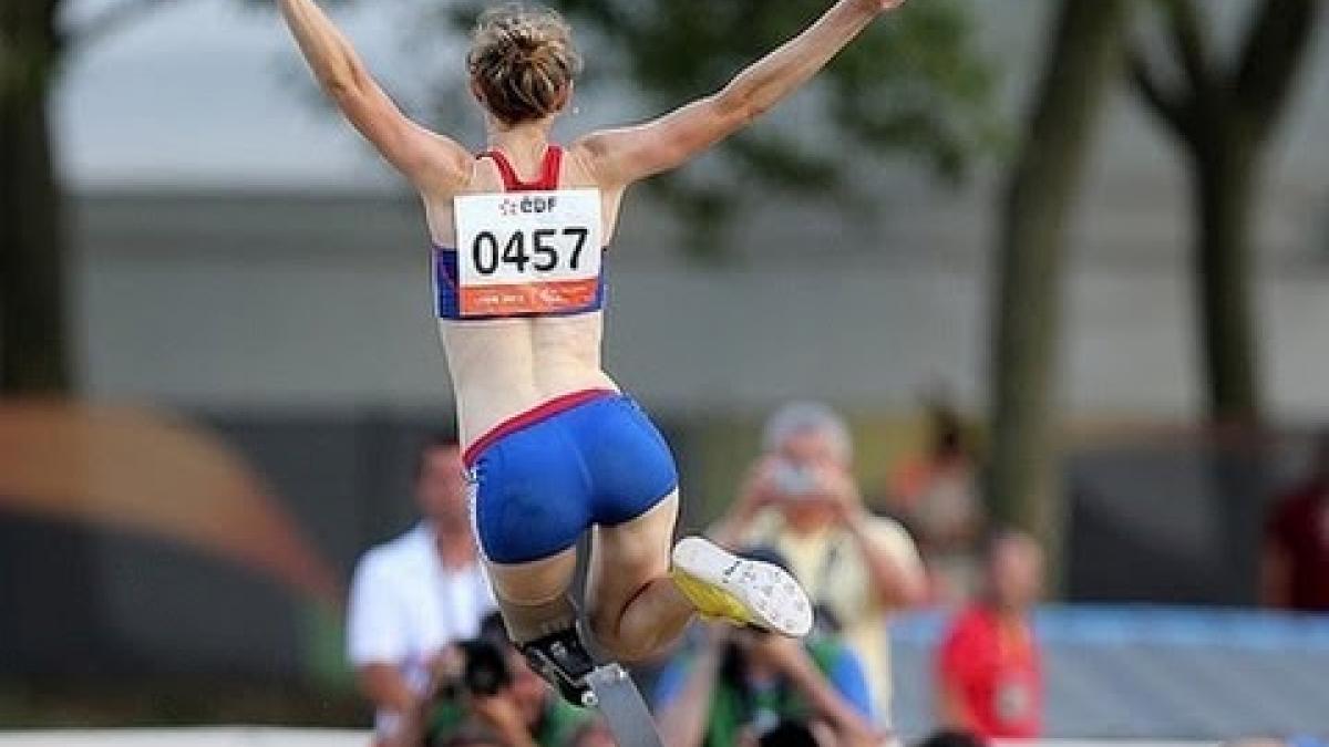 Athletics - Mami Sato and Marie-Amelie Le Fur - Women's long jump T44 final - 2013 IPC Athletics...