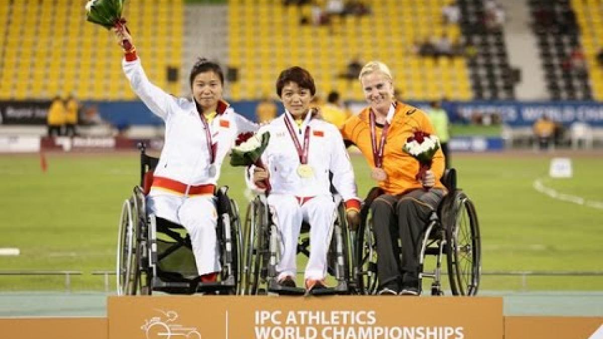 Women's 800m T54 | Victory Ceremony |  2015 IPC Athletics World Championships Doha
