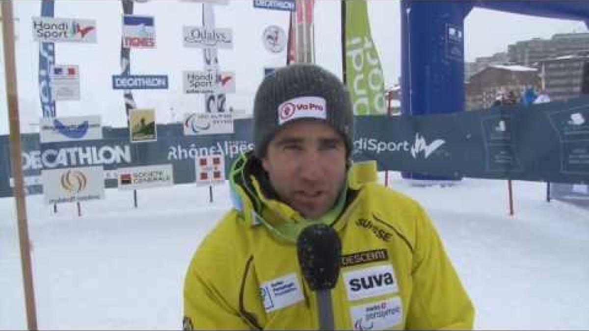 Switzerland's Christoph Kunz wins men's downhill sitting at IPC Alpine Skiing World Cup in Tignes