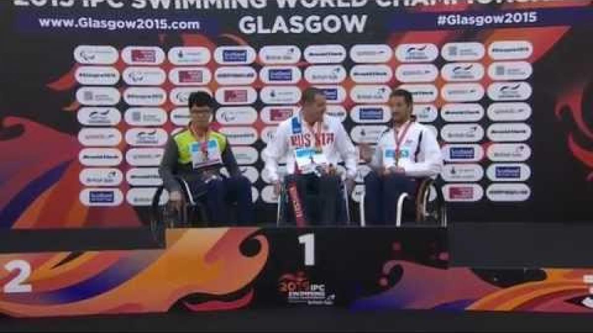 Men's 50m Freestyle S4 | Victory Ceremony | 2015 IPC Swimming World Championships Glasgow