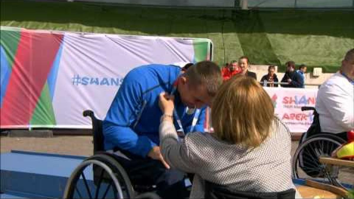 Men's javelin F56 | Victory Ceremony | 2014 IPC Athletics European Championships Swansea