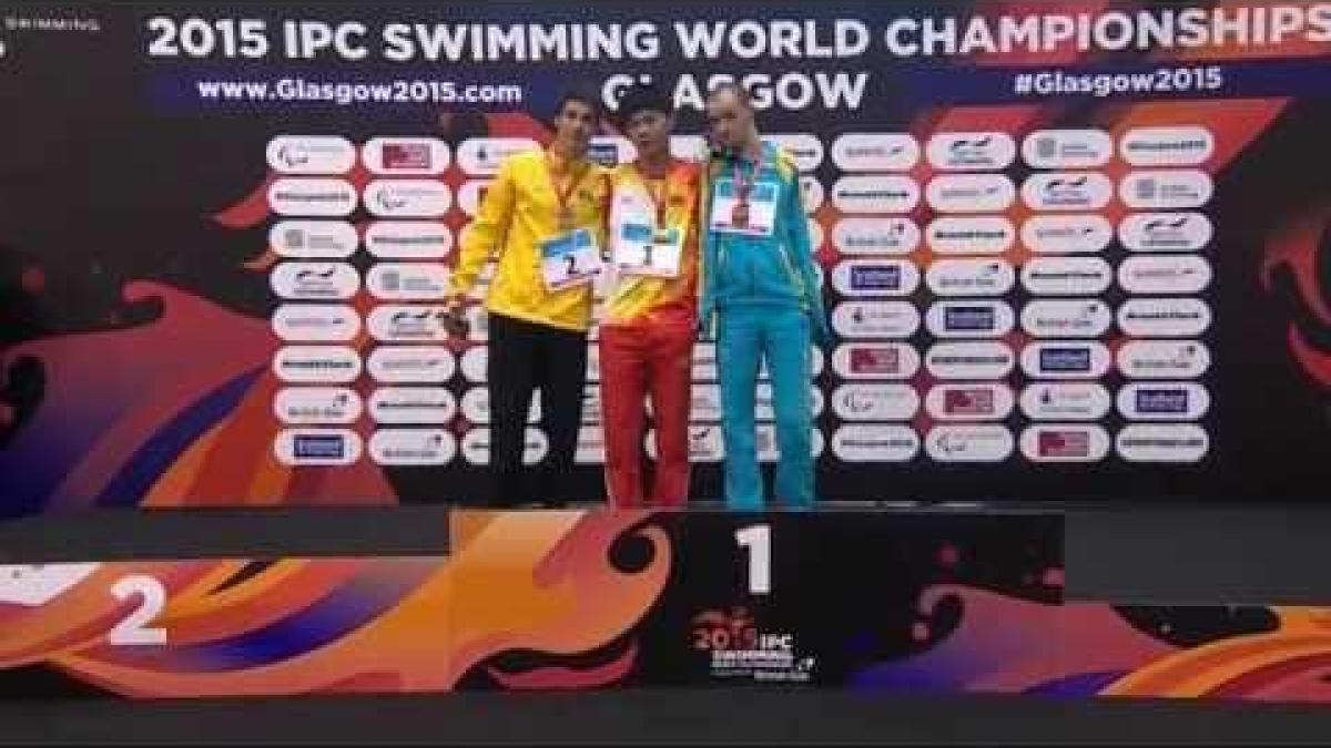 Men's 100m Backstroke S6 | Victory Ceremony | 2015 IPC Swimming World Championships Glasgow