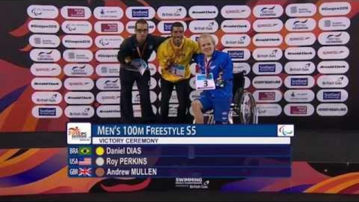 Men's 100m Freestyle S5 | Victory Ceremony | 2015 IPC Swimming World Championships Glasgow