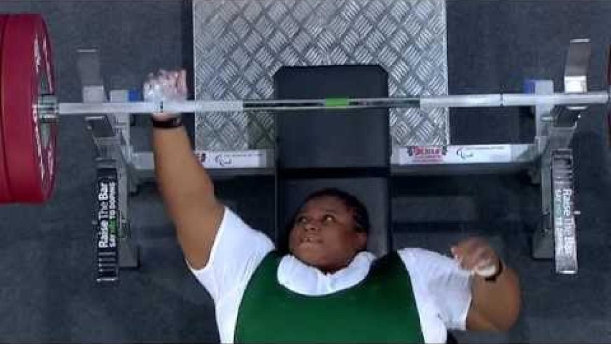 Nigeria's Precious Orji world record lift of 151kg at 2014 IPC Powerlifting World Championships