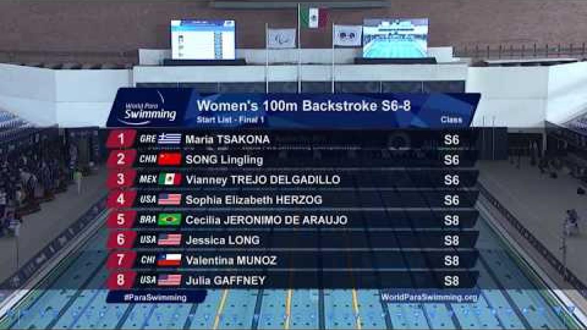 Women&#039;s 100 m Backstroke S6 - 8  | Final 1 | Mexico City 2017 World Para Swimming Championships