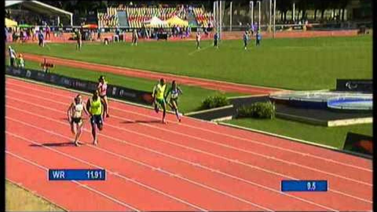 Athletics - women's 100m T12 round 1 heat 3 - 2013 IPC Athletics World Championships, Lyon