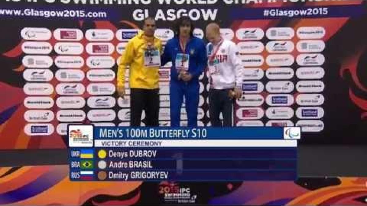 Men's 100m Butterfly S10 | Victory Ceremony | 2015 IPC Swimming World Championships Glasgow