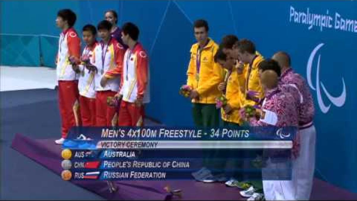 Swimming - Men's 4x100m Freestyle Relay - 34pts Victory Ceremony - London 2012 Paralympic Games