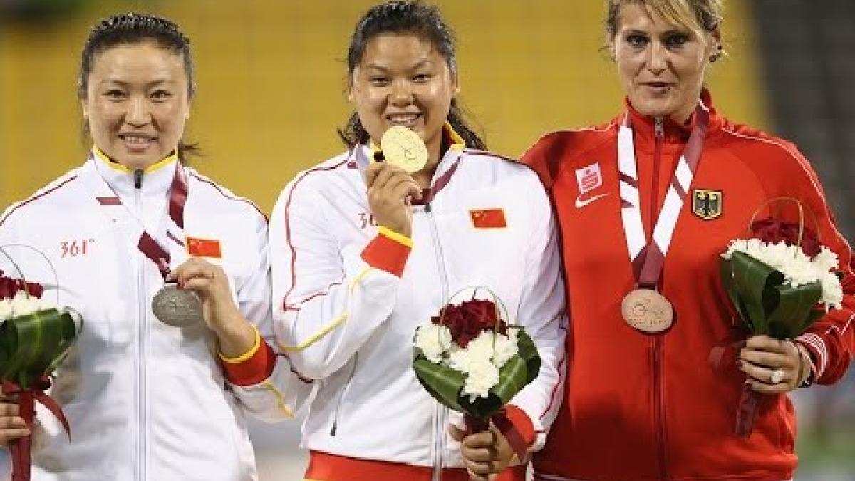 Women's shot put F44 | Victory Ceremony |  2015 IPC Athletics World Championships Doha