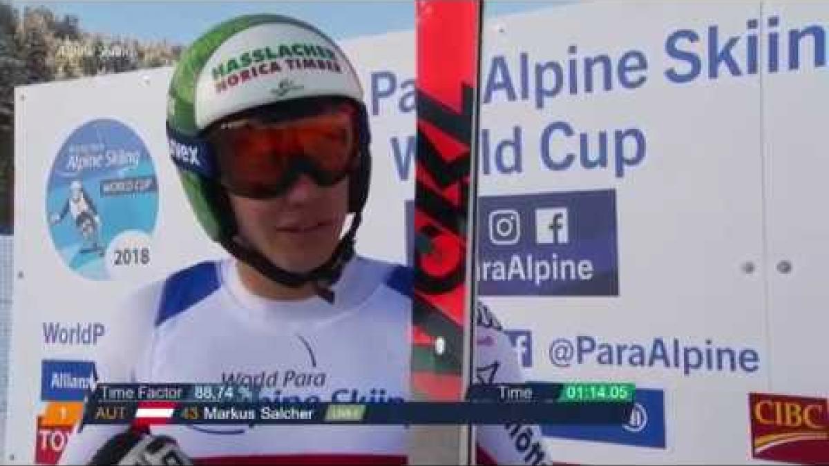 Markus Salcher wins 2nd men's downhill standing | 2018 World Para Alpine Skiing World Cup