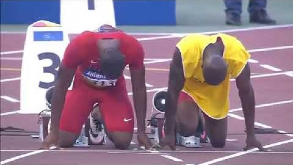 Men's 100m T11 | Round 1 H1 |  2015 IPC Athletics World Championships Doha
