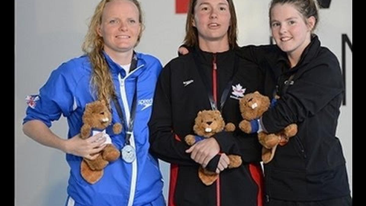 Swimming - women's 50m butterfly S7 medal ceremony - 2013 IPC Swimming World Championships Montreal