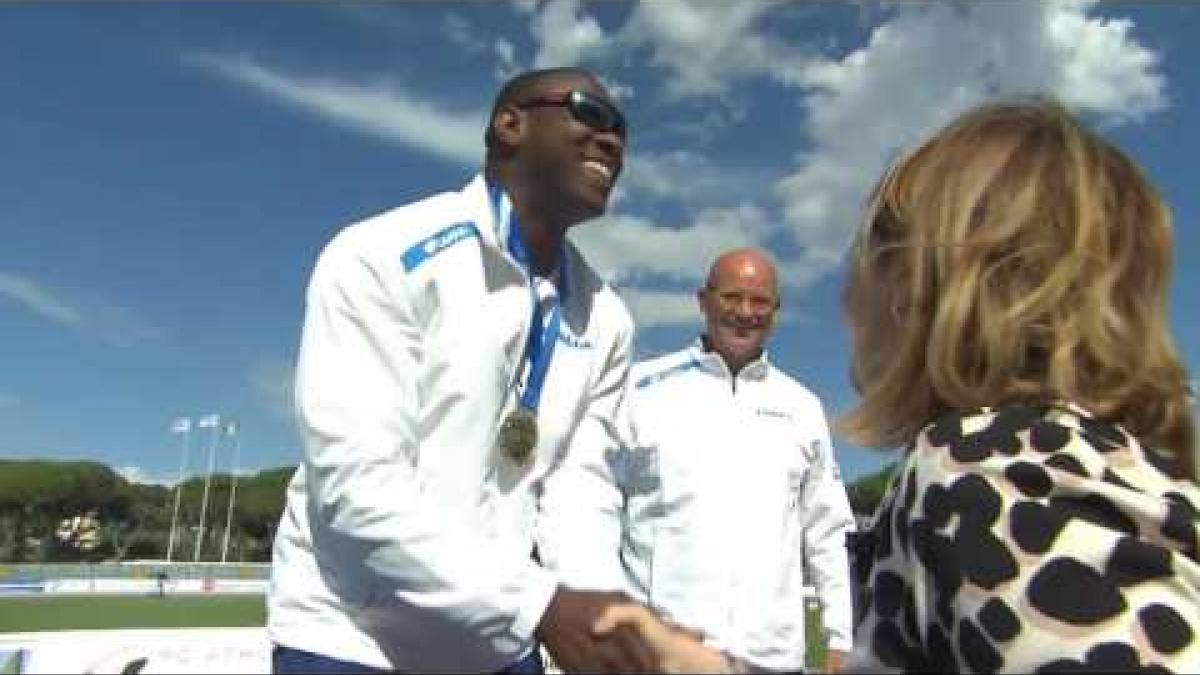 Men's discus throw F11 | Victory Ceremony | 2016 IPC Athletics European Championships Grosseto