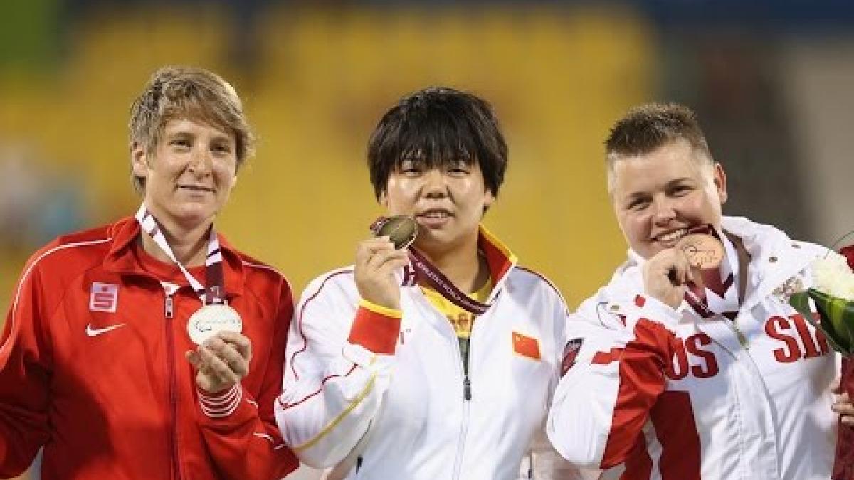 Women's shot put F37 | Victory Ceremony |  2015 IPC Athletics World Championships Doha