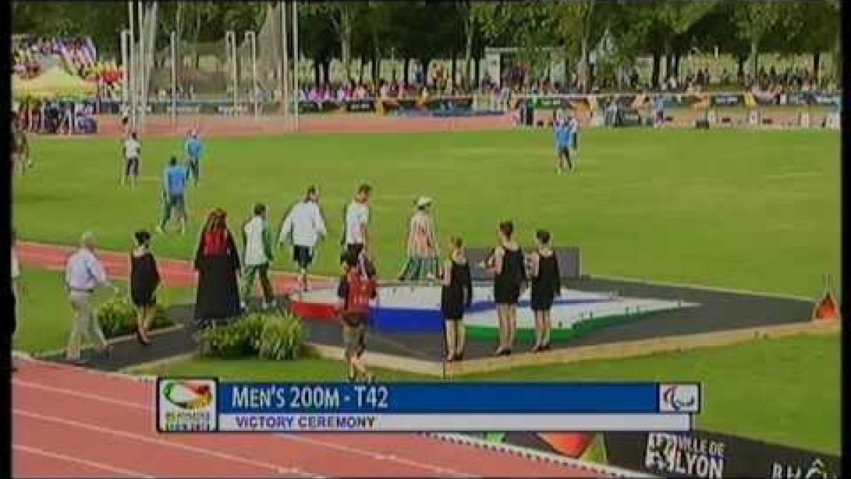 Athletics - men's 200m T42 Medal Ceremony - 2013 IPC Athletics World Championships, Lyon