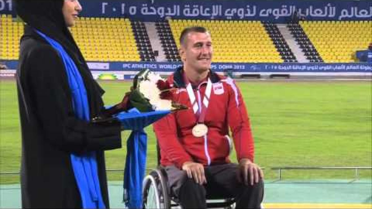 Men's shot put F55 | Victory Ceremony |  2015 IPC Athletics World Championships Doha