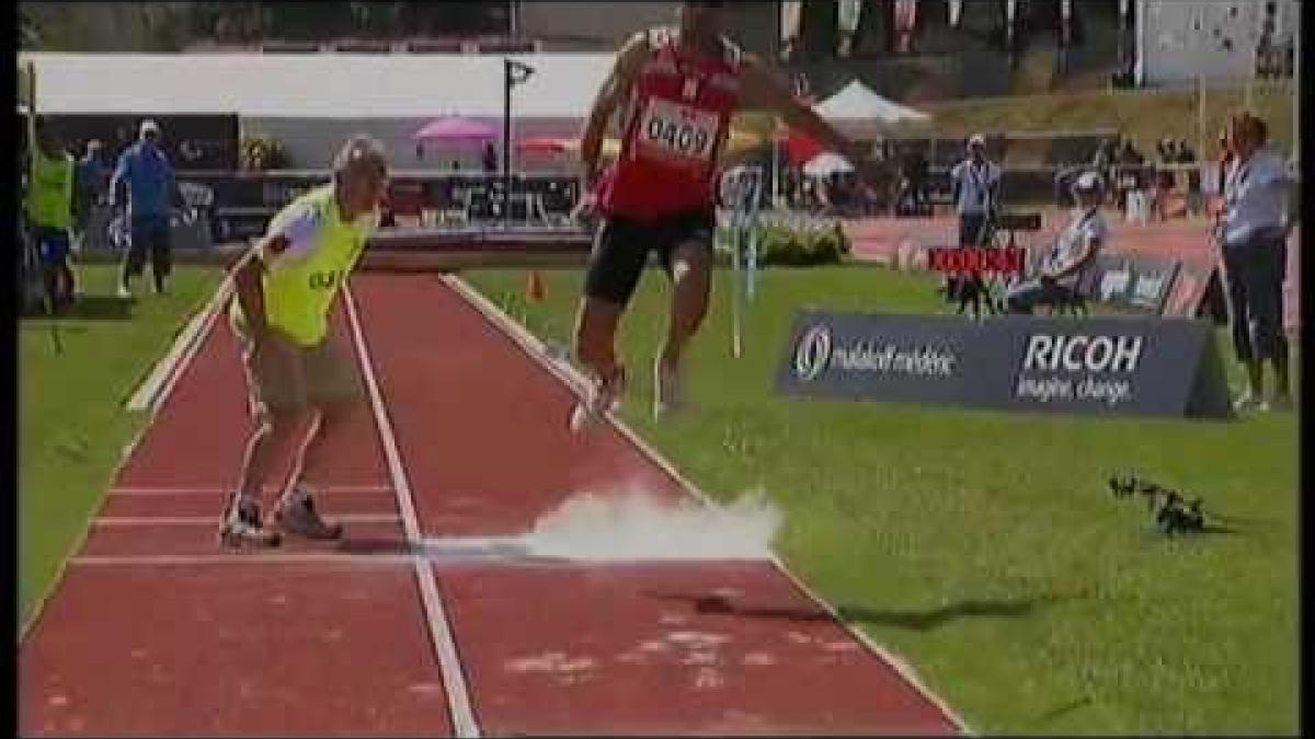 Athletics - Xavier Porras - men's triple jump T11 final - 2013 IPC Athletics World C...