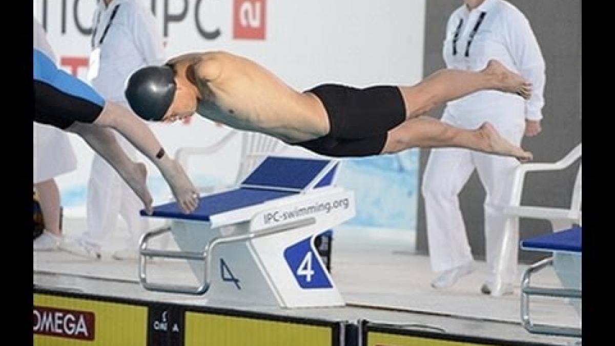 Swimming - men's 50m freestyle S6 medal ceremony - 2013 IPC Swimming World Championships Montreal