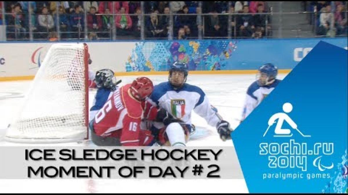 Day 2 | Ice sledge hockey moment of the day | Sochi 2014 Paralympic Winter Games