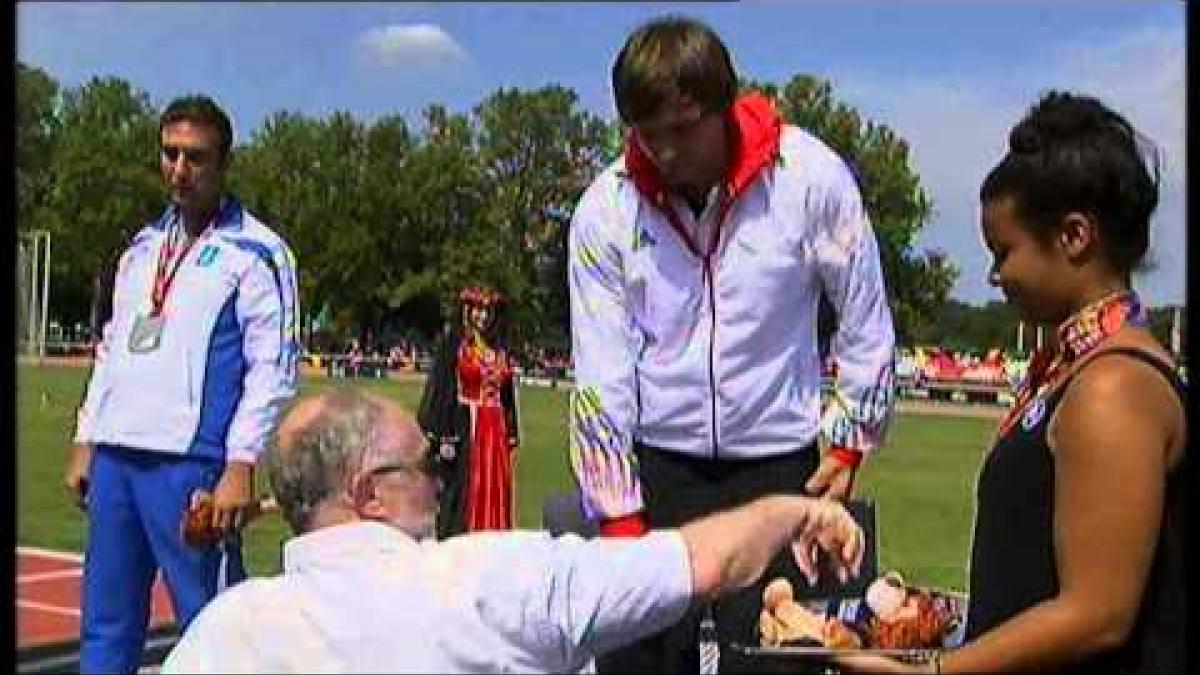 Athletics - men's discus throw F35/36 Medal Ceremony - 2013 IPC Athletics World Championships, Lyon