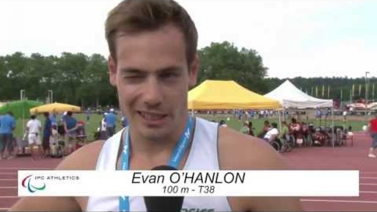 Interview: Evan O'Hanlon - men's 100m T38 final - 2013 IPC Athletics World Championships Lyon