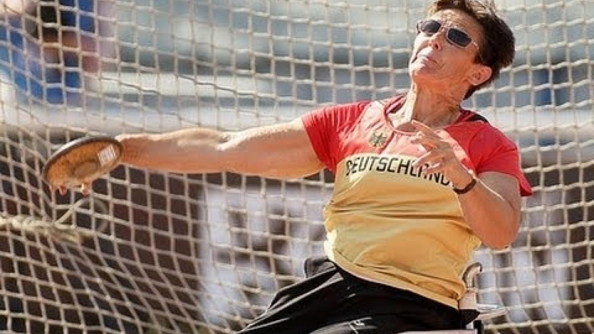 Athletics - Martina Willing - women's discus throw F54/55/56 final - 2013 IPC Athletics C...