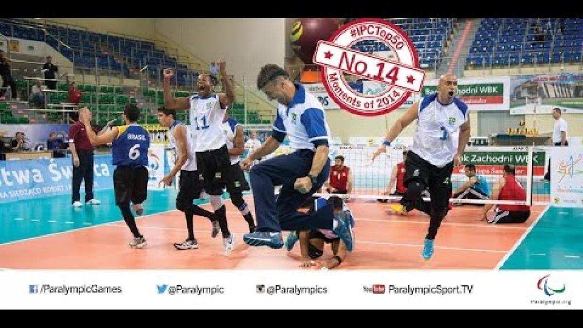 No. 14 Brazil men's sitting volleyball team beating Iran at the World Championships