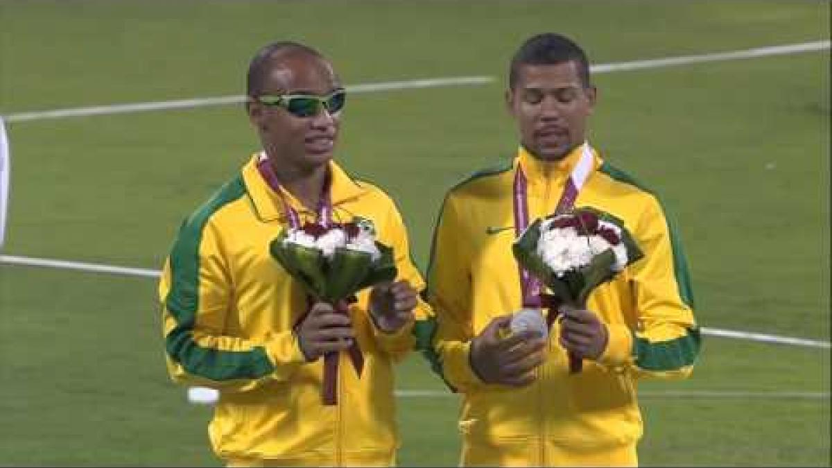 Men's 100m T11 | Victory Ceremony |  2015 IPC Athletics World Championships Doha