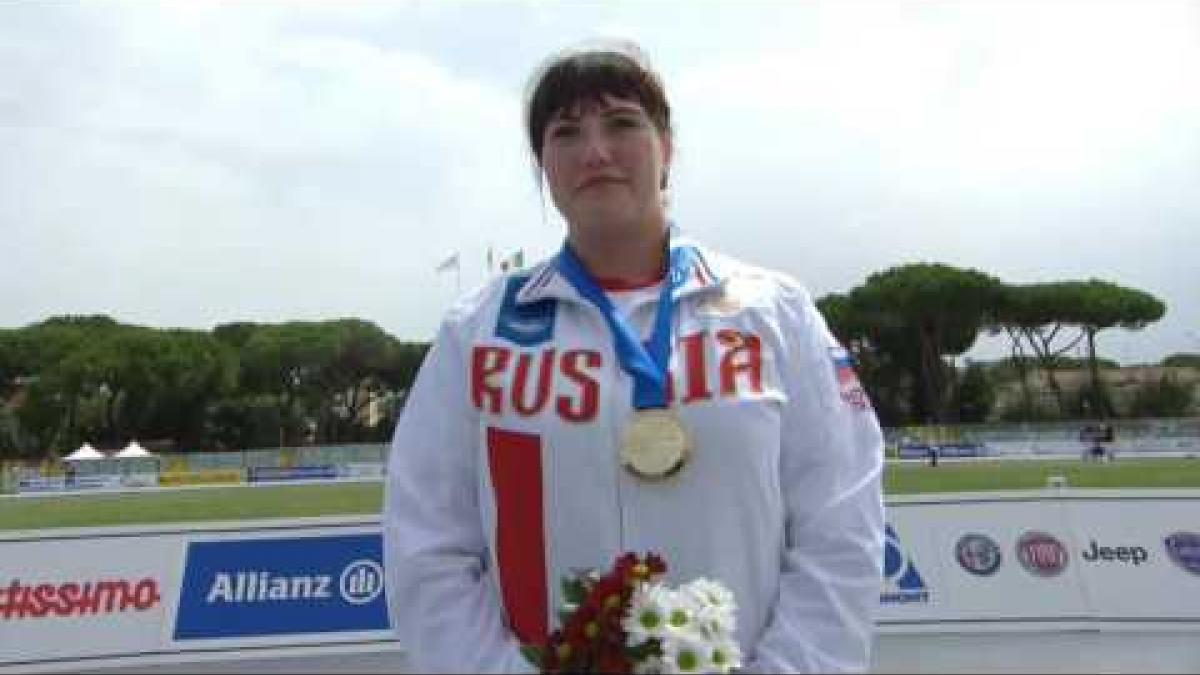 Women's discus throw F11/12 | Victory Ceremony | 2016 IPC Athletics European Championships Grosseto